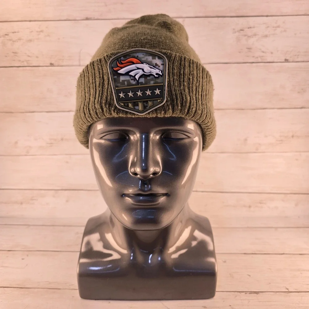 New Era Denver Broncos Salute to Service Beanie Olive Green NFL Knit Hat USA